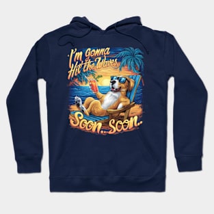 A vivid and amusing design featuring a laid-back dogs in sunglasses, lounging effortlessly on a beach chair and drinking a cold, refreshing carrot Juice Hoodie